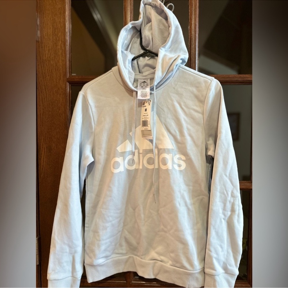 Women’s Adidas Essentials Logo Fleece Hoodie in Light Blue.  New With Tags. - Picture 3 of 3